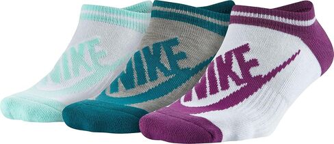 Nike Womens Sportswear Striped No Show 3-Pair Socks Multicolor 3 MD (Women's Shoe 6-10) in Saudi Arabia