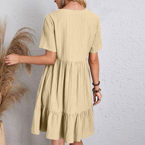 Midi Dresses for Women Short Sleeve A-Line Midi Dress Casual Loose T-Shirt Dresses Flare Flowy Beach Sundress in Saudi Arabia