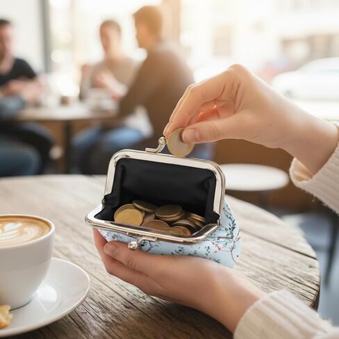 Small Floral Coin Purse Clasp Design-Floral Mini Wallet Change Pouch with Kiss Lock Frame for Women Keys Cards Cash Holder in Saudi Arabia