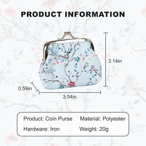 Small Floral Coin Purse Clasp Design-Floral Mini Wallet Change Pouch with Kiss Lock Frame for Women Keys Cards Cash Holder in Saudi Arabia