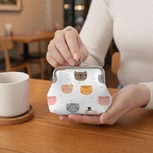 Small Floral Coin Purse Clasp Design-Floral Mini Wallet Change Pouch with Kiss Lock Frame for Women Keys Cards Cash Holder in Saudi Arabia