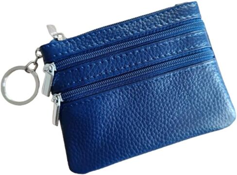 Dark Blue.Top Layer Cowhide Cute Genuine Leather Small Coin Purse – Adorable and Durable Mini Wallet in Saudi Arabia