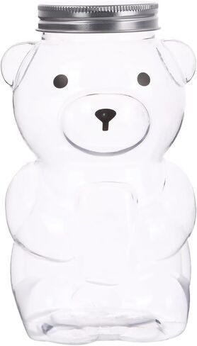 Lassos Boutique Set of 12 Bear-Shaped Plastic Jar Empty Bear Bottle Large Capacity Candy Milk Tea Drinks Container for Making Candy Gifts DIY Decoration Favors (17 oz) in Saudi Arabia