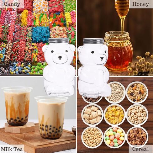 Lassos Boutique Set of 12 Bear-Shaped Plastic Jar Empty Bear Bottle Large Capacity Candy Milk Tea Drinks Container for Making Candy Gifts DIY Decoration Favors (17 oz) in Saudi Arabia