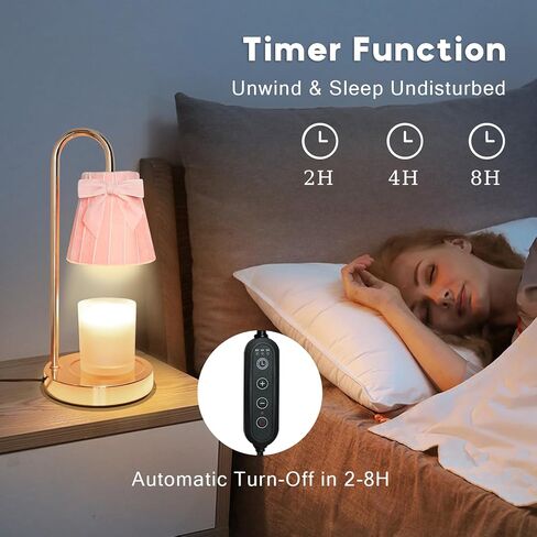 مصباح شمعة وردي أكثر دفئًا مع مؤقت خافت لطيف على شكل فيونكة مصباح طاولة ديكور حديث بجانب السرير ضوء عيد الحب هدية عيد ميلاد فكرة للنساء بيت الأم الاحترار ديكور غرفة نوم المنزل الجديد in Kuwait