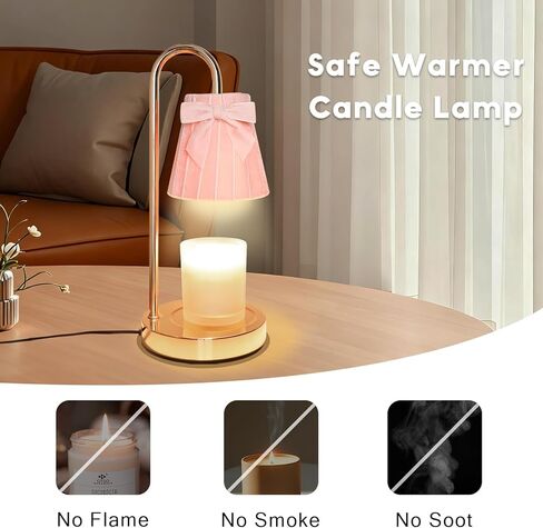 مصباح شمعة وردي أكثر دفئًا مع مؤقت خافت لطيف على شكل فيونكة مصباح طاولة ديكور حديث بجانب السرير ضوء عيد الحب هدية عيد ميلاد فكرة للنساء بيت الأم الاحترار ديكور غرفة نوم المنزل الجديد in Kuwait