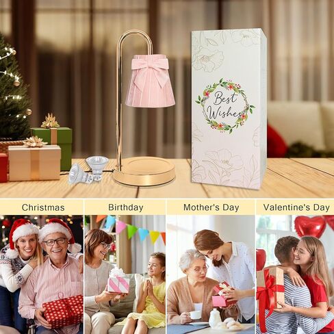 مصباح شمعة وردي أكثر دفئًا مع مؤقت خافت لطيف على شكل فيونكة مصباح طاولة ديكور حديث بجانب السرير ضوء عيد الحب هدية عيد ميلاد فكرة للنساء بيت الأم الاحترار ديكور غرفة نوم المنزل الجديد in Kuwait