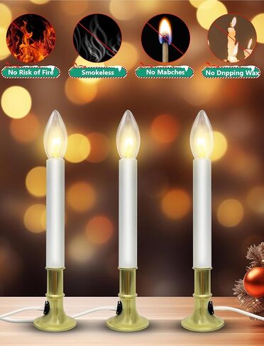 4 Pack Electric Window Candles Lights with Nickel Base, 9" Flameless Candles Lamp with 7W C26/C7 Lights Bulb & 2 Spare, Indoor Outdoor Holiday Decor for Christmas Valentine's Day Parties in Saudi Arabia