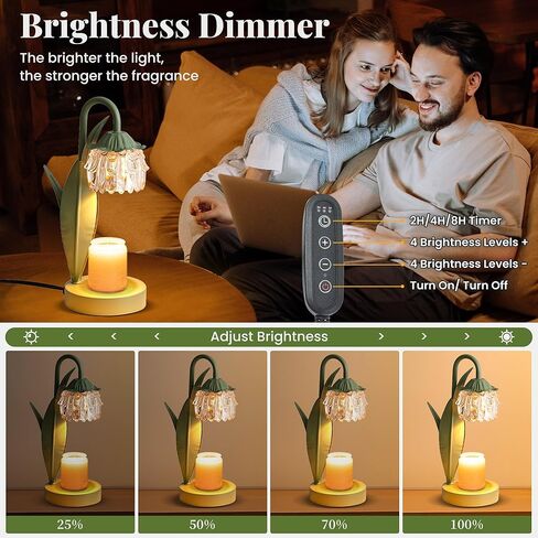 Flower Candle Warmer Lamp with Timer Dimmable, Small Candle Lamp Warmer, Christmas Birthday Gifts for Women Mom,Wax Melt Warmer for Jar Candles with 2 Bulbs, House Warming Gifts New Home Decor in Kuwait