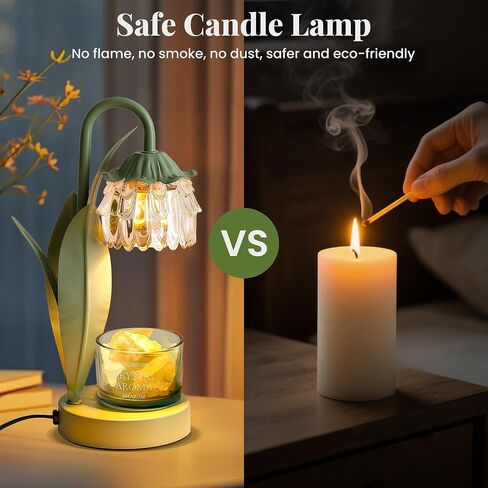 Flower Candle Warmer Lamp with Timer Dimmable, Small Candle Lamp Warmer, Christmas Birthday Gifts for Women Mom,Wax Melt Warmer for Jar Candles with 2 Bulbs, House Warming Gifts New Home Decor in Kuwait