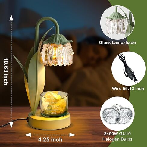 Flower Candle Warmer Lamp with Timer Dimmable, Small Candle Lamp Warmer, Christmas Birthday Gifts for Women Mom,Wax Melt Warmer for Jar Candles with 2 Bulbs, House Warming Gifts New Home Decor in Kuwait