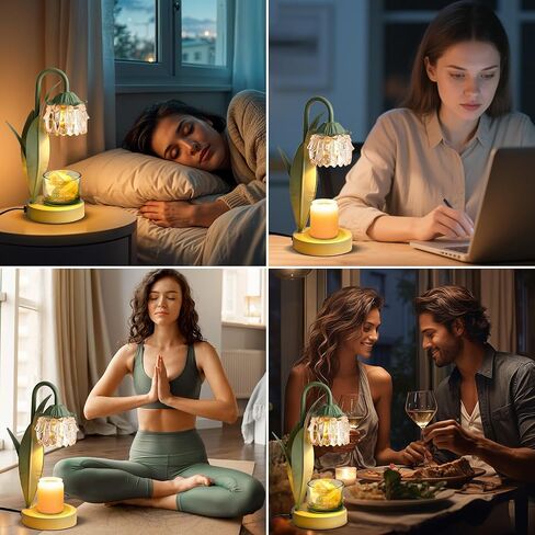 Flower Candle Warmer Lamp with Timer Dimmable, Small Candle Lamp Warmer, Christmas Birthday Gifts for Women Mom,Wax Melt Warmer for Jar Candles with 2 Bulbs, House Warming Gifts New Home Decor in Kuwait