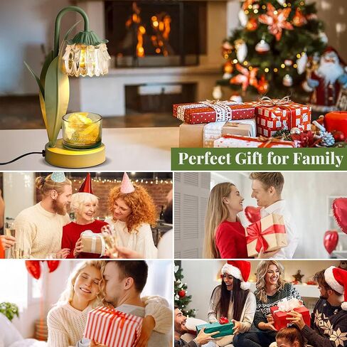 Flower Candle Warmer Lamp with Timer Dimmable, Small Candle Lamp Warmer, Christmas Birthday Gifts for Women Mom,Wax Melt Warmer for Jar Candles with 2 Bulbs, House Warming Gifts New Home Decor in Kuwait