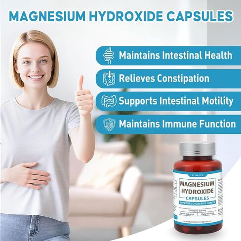 Magnesium Hydroxide Capsules, Gentle Osmotic Digestive Regularity Support, Helps Maintain Comfortable Bowel Routine, Daily GI Balance for Adults - 120 Capsules in Saudi Arabia