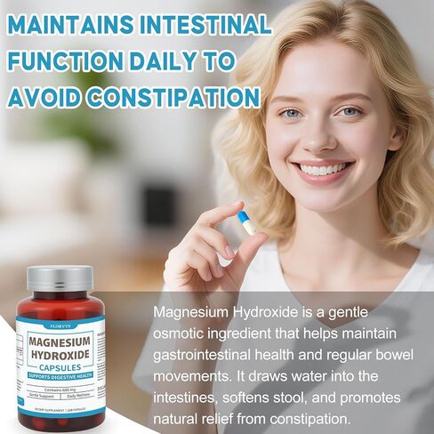 Magnesium Hydroxide Capsules, Gentle Osmotic Digestive Regularity Support, Helps Maintain Comfortable Bowel Routine, Daily GI Balance for Adults - 120 Capsules in Saudi Arabia
