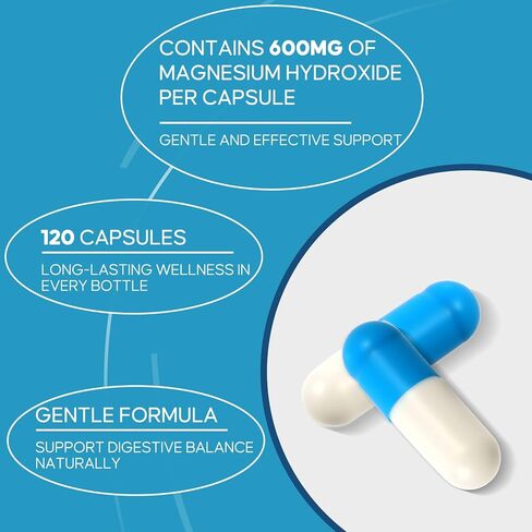 Magnesium Hydroxide Capsules, Gentle Osmotic Digestive Regularity Support, Helps Maintain Comfortable Bowel Routine, Daily GI Balance for Adults - 120 Capsules in Saudi Arabia