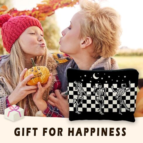 Goth Spooky Gifts for Women, Gothic Horror Skeleton Black Makeup Bag Cosmetic Pouch in Saudi Arabia