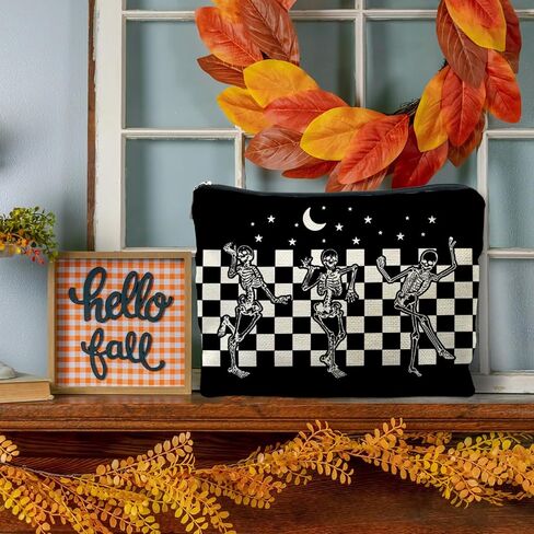 Goth Spooky Gifts for Women, Gothic Horror Skeleton Black Makeup Bag Cosmetic Pouch in Saudi Arabia