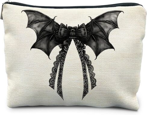 Goth Spooky Gifts for Women, Gothic Horror Skeleton Black Makeup Bag Cosmetic Pouch in Saudi Arabia