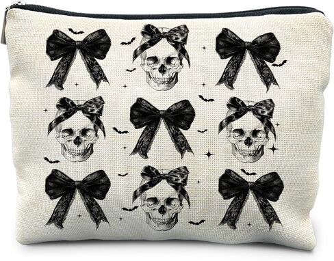 Goth Spooky Gifts for Women, Gothic Horror Skeleton Black Makeup Bag Cosmetic Pouch in Saudi Arabia