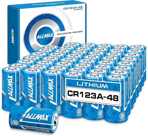 بطاريات الليثيوم CR123A Allmax CR123A (48 عدد)-أطول مدة تدوم ، مقاومة للتسرب ، مدتها 10 سنوات-مثالية للكاميرات الرقمية وأنظمة الأمان والمزيد-3V in Saudi Arabia