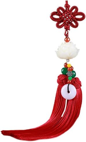 Garneck Car Rear View Mirror Charm Hanging Beads Lotus Pendant Chinese Knot Tassel Car Interior Decoration Home Ornament in Saudi Arabia