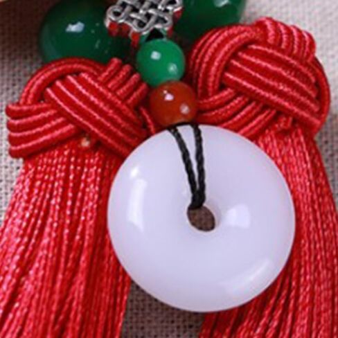 Garneck Car Rear View Mirror Charm Hanging Beads Lotus Pendant Chinese Knot Tassel Car Interior Decoration Home Ornament in Saudi Arabia