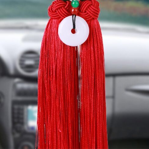 Garneck Car Rear View Mirror Charm Hanging Beads Lotus Pendant Chinese Knot Tassel Car Interior Decoration Home Ornament in Saudi Arabia