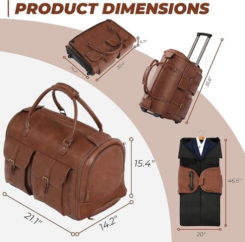 Garment Bags for Travel, 3-in-1 Convertible Duffle Bag with Wheels, Modern Carry-on Travel Bag for Suits, Foldable Rolling Suit Bag for Women Men in Saudi Arabia