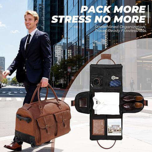 Garment Bags for Travel, 3-in-1 Convertible Duffle Bag with Wheels, Modern Carry-on Travel Bag for Suits, Foldable Rolling Suit Bag for Women Men in Saudi Arabia