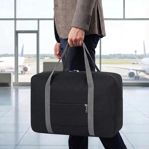 Lightweight Foldable Travel Duffel Bag – Compact Carry-On Luggage for Overnight Trips, Unisex Weekender Bag (Black) in Saudi Arabia
