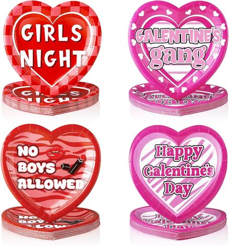 Domensi 100 Pcs Valentines Day Paper Plates Red Heart Shaped Disposable Plates 7.8 Inch Dessert Plates Tableware for Dinner Pizza Cookies Salad Anniversary Valentines Day Party Supplies in Saudi Arabia