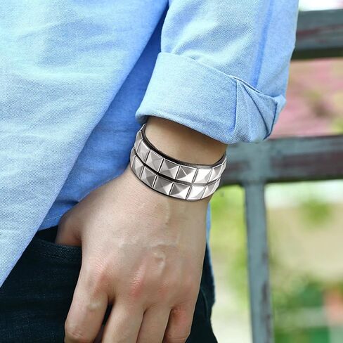 3 PCS Spiked Studded Bracelet Set Punk Rock Leather Bracelet for Women Men 80s Emo Cuff Bracelets Halloween Accessories Gothic Wristband Cuff Bangle Punk Jewelry in Saudi Arabia