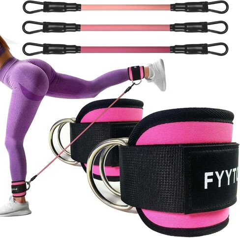 Ankle Resistance Bands with Cuffs, Women Workout for Home Gym, Glutes Exercise at Home, Ankle Strap for Cable Machines Women, Shaping The Perfect Butt. in Saudi Arabia