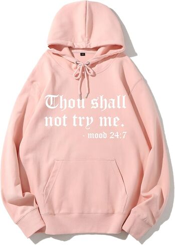 Teen Girls Womens Funny Hoodies Letter Printed Thou Shall Not Try Me Women's Hoodie Pullover Sweatshirt in Saudi Arabia