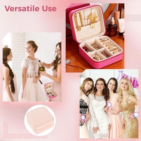 50 قطعة حقيبة سفر صغيرة للمجوهرات، 3.9 بوصة في صندوق مجوهرات للسفر مع بطانة من جلد البولي يوريثان وبطانة مخملية وسحاب للإغلاق، صناديق مجوهرات كبيرة للخواتم والأقراط والقلائد والمعلقات والأساور والساعات in Kuwait
