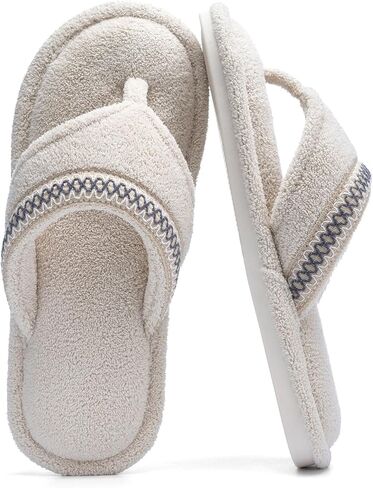 Flip Flops House Slippers for Women Indoor Bedroom Shoe with non Slip Ladies Summer Summer Open Tery Terry Thong Slippers with Memory Foam in Kuwait