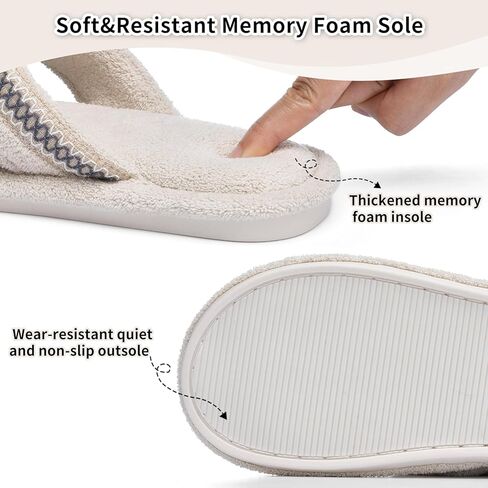 Flip Flops House Slippers for Women Indoor Bedroom Shoe with non Slip Ladies Summer Summer Open Tery Terry Thong Slippers with Memory Foam in Kuwait