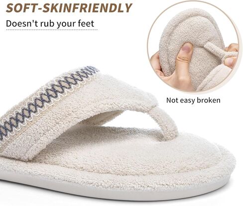 Flip Flops House Slippers for Women Indoor Bedroom Shoe with non Slip Ladies Summer Summer Open Tery Terry Thong Slippers with Memory Foam in Kuwait