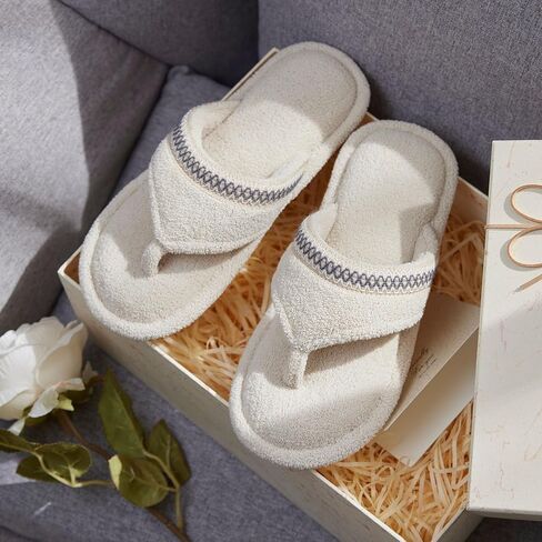 Flip Flops House Slippers for Women Indoor Bedroom Shoe with non Slip Ladies Summer Summer Open Tery Terry Thong Slippers with Memory Foam in Kuwait