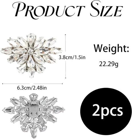 2 PCS Rhinestone Shoe Clips Silver Crystal Shoe Decor Wedding Shoe Charms Detachable Crystal Shoe Clips Buckle Shoe Jewelry High Heels Accessories for Women Shoe Pins for Wedding Party in Saudi Arabia