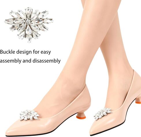 2 PCS Rhinestone Shoe Clips Silver Crystal Shoe Decor Wedding Shoe Charms Detachable Crystal Shoe Clips Buckle Shoe Jewelry High Heels Accessories for Women Shoe Pins for Wedding Party in Saudi Arabia