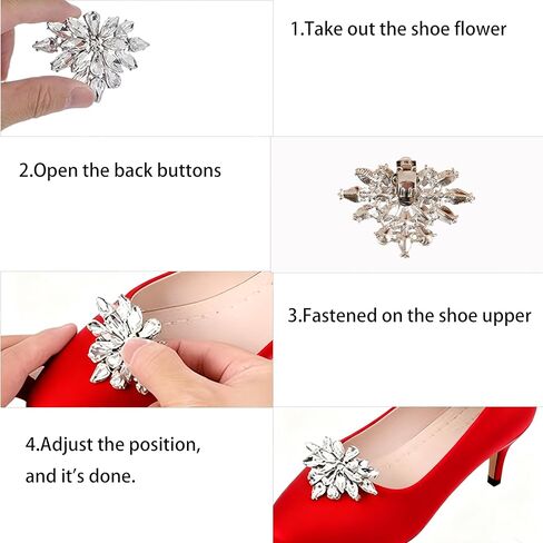 2 PCS Rhinestone Shoe Clips Silver Crystal Shoe Decor Wedding Shoe Charms Detachable Crystal Shoe Clips Buckle Shoe Jewelry High Heels Accessories for Women Shoe Pins for Wedding Party in Saudi Arabia