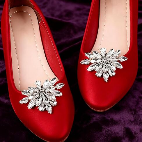 2 PCS Rhinestone Shoe Clips Silver Crystal Shoe Decor Wedding Shoe Charms Detachable Crystal Shoe Clips Buckle Shoe Jewelry High Heels Accessories for Women Shoe Pins for Wedding Party in Saudi Arabia