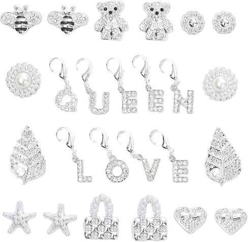 Silver Shoe Charms for Sneakers,Bling Shoe Lace Jewelry for Girls,Junk Socks Charms Kit in Saudi Arabia