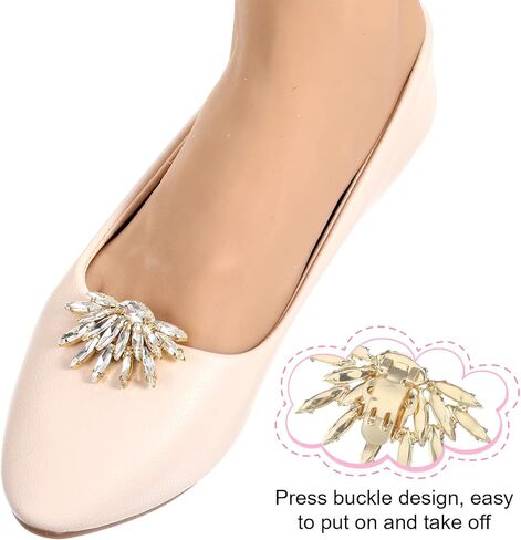 2Pcs Gold Rhinestone Shoe Clips for Women Dress, Brilliant Multicolored Shoe Decorations Clips, Crystal Shoes Decor DIY Wedding Party Mother Gifts in Saudi Arabia