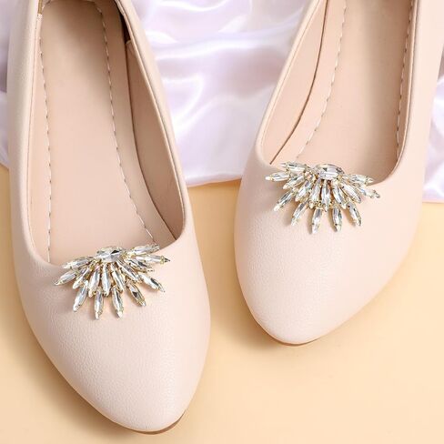 2Pcs Gold Rhinestone Shoe Clips for Women Dress, Brilliant Multicolored Shoe Decorations Clips, Crystal Shoes Decor DIY Wedding Party Mother Gifts in Saudi Arabia