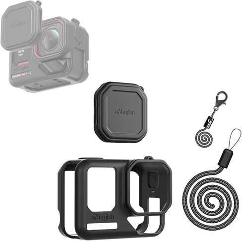 علبة السيليكون لـ Insta360 Ace Pro 2 ، غطاء واقي مع غطاء عدسة السيليكون لـ Insta360 Ace Pro2 (أسود) in Kuwait