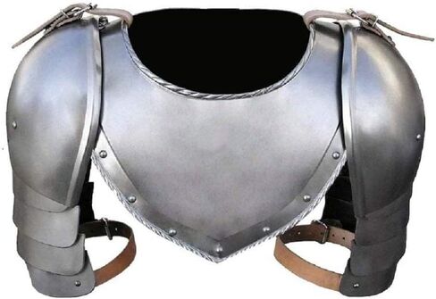 مجموعة كتف ذراع معدنية من حديد Gorget Spaulders من العصور الوسطى Viking Crusader Pauldrons Armor فضي in Saudi Arabia