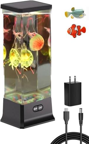ColorLife Electric Heallyfish Tank Table Lamp مع تغيير لون هدية الضوء للرجال للنساء منزل ديكو للاسترخاء (أسود) in Kuwait